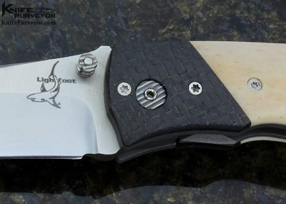 Greg Lightfoot Custom Knife Suppressor Camel Bone and Carbon Fiber Linerlock - Image 2