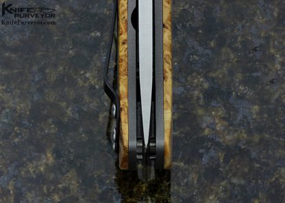 Greg Lightfoot Custom Knife Maple Burlwood and Carbon Fiber Linerlock - Image 6