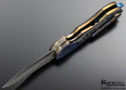 Greg Lightfoot Custom Knife JVO Design (Jared Van Otterloo) "Pit Boss" Damascus with Timascus and Marble Carbon Fiber - Image 7