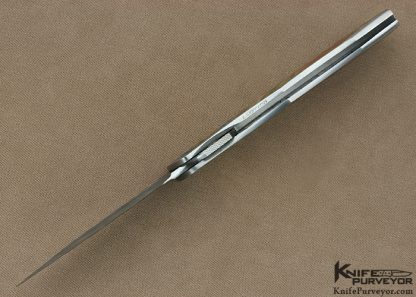 Scott Sawby Custom Knife Mike Norris San Mai Damascus & Carrisite Jasper Interframe Self Lock Scaled Down "Bittern" Engraved by Lee Griffiths - Image 6