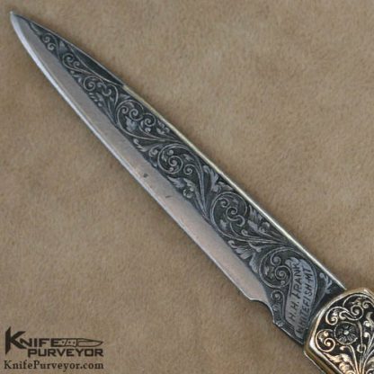 H.H. Frank Custom Knives 1966 - 1996 (30 Year Anniversary) Sole Authorship Engraved 14 Kt Gold Lockback - Image 10