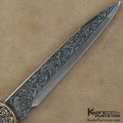 H.H. Frank Custom Knives 1966 - 1996 (30 Year Anniversary) Sole Authorship Engraved 14 Kt Gold Lockback - Image 6