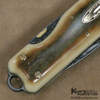 H.H. Frank Custom Knives 1966 - 1996 (30 Year Anniversary) Sole Authorship Engraved 14 Kt Gold Lockback - Image 5