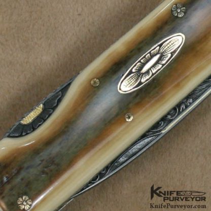 H.H. Frank Custom Knives 1966 - 1996 (30 Year Anniversary) Sole Authorship Engraved 14 Kt Gold Lockback - Image 4