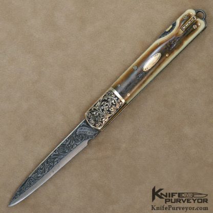 H.H. Frank Custom Knives 1966 - 1996 (30 Year Anniversary) Sole Authorship Engraved 14 Kt Gold Lockback