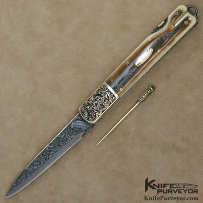 H.H. Frank Custom Knives 1966 - 1996 (30 Year Anniversary) Sole Authorship Engraved 14 Kt Gold Lockback - Image 9
