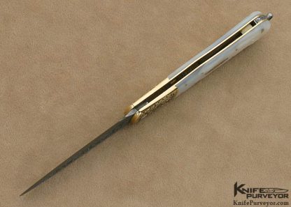 H.H. Frank Custom Knife 1982 Sole Authorship Engraved 14 Kt Gold & Mother of Pearl Shell Lockback Dagger with 14 Kt gold Toothpick - Image 8