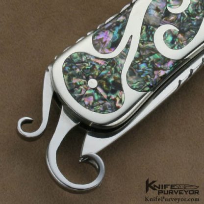 Lloyd Hale Custom Knives Mosaic Abalone and Nickle Silver Tail Lock - Image 4