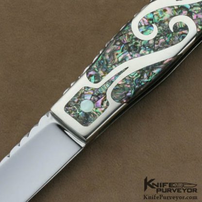 Lloyd Hale Custom Knives Mosaic Abalone and Nickle Silver Tail Lock - Image 2