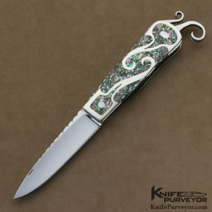 Lloyd Hale Custom Knives Mosaic Abalone and Nickle Silver Tail Lock