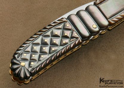 Tamonari Hamada Custom Knife Pique Black Lip Tahitian Pearl Shell Multi-Blade Slipjoint with 14Kt Gold Liners - Image 5