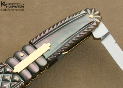 Tamonari Hamada Custom Knife Pique Black Lip Tahitian Pearl Shell Multi-Blade Slipjoint with 14Kt Gold Liners - Image 2
