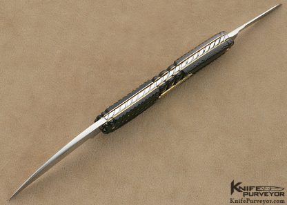 Tamonari Hamada Custom Knife Pique Black Lip Tahitian Pearl Shell Multi-Blade Slipjoint with 14Kt Gold Liners - Image 7