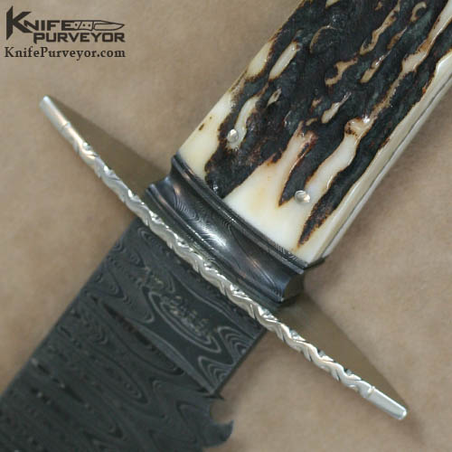 Tim Hancock Custom Knife Damascus and Stag Upswept Bowie - Image 2