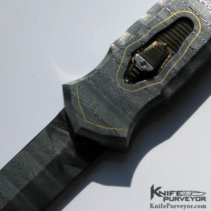 Jeff Harkins Custom Knife 24Kt Gold Inlayed Jerry Rados Damascus Triton - Image 2