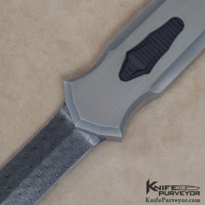 Jeff Harkins Custom Knife Stainless Steel Triton with Jerry Rados Damascus Blade - Image 2
