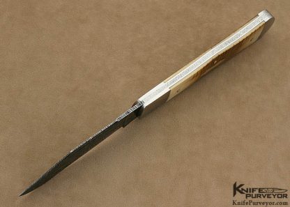 Harvey Dean Custom Knife Sole Authorship "Feather" Pattern Damascus Coke Bottle Slip Joint - Image 4