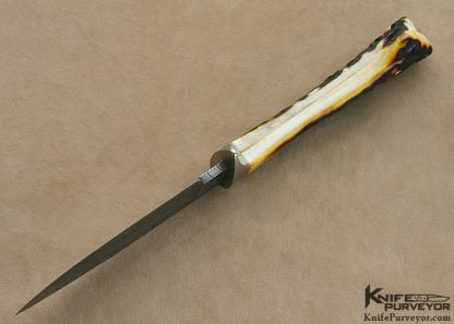 Harvey Dean Custom Knives Sole Authorship Damascus & Amber Stag  "Harvey's Favorite" Hunter - Image 5