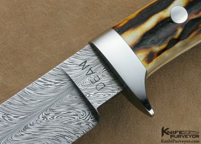 Harvey Dean Custom Knives Sole Authorship Damascus & Amber Stag  "Harvey's Favorite" Hunter - Image 2