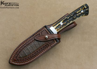 Harvey Dean Custom Knives Sole Authorship Damascus & Amber Stag  "Harvey's Favorite" Hunter - Image 6