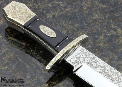 Harvey McBurnette Custom Knife Sole Authorship Engraved Polished Horn with Mirror Polished 440C Steel - Image 4