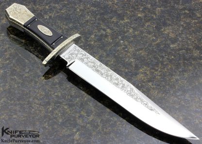 Harvey McBurnette Custom Knife Sole Authorship Engraved Polished Horn with Mirror Polished 440C Steel - Image 3