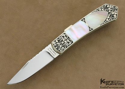 Harvey McBurnette Custom Knife Sole Authorship Engraved Double Sea Snail Shell Interframe Lockback