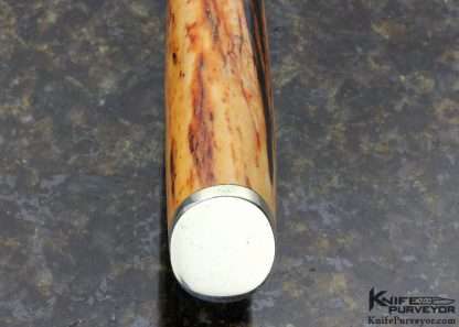 Herb Derr Custom Knife Damascus, Dyed Maple & Amber Stag Hunter - Image 6