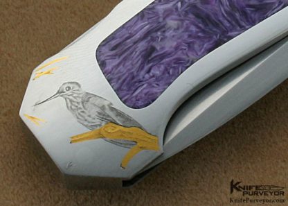 Tim Herman Custom Knives Sole Authorship Engraved Charoite Interframe Lockback - Image 8