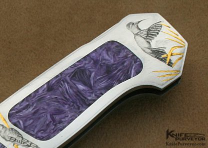 Tim Herman Custom Knives Sole Authorship Engraved Charoite Interframe Lockback - Image 4