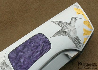 Tim Herman Custom Knives Sole Authorship Engraved Charoite Interframe Lockback - Image 6
