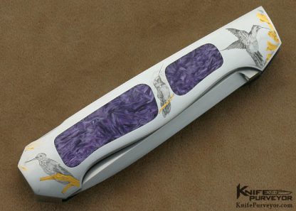 Tim Herman Custom Knives Sole Authorship Engraved Charoite Interframe Lockback - Image 5