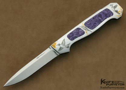 Tim Herman Custom Knives Sole Authorship Engraved Charoite Interframe Lockback