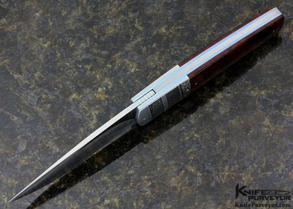 Herucus Blomerus  Custom Knife  Engraved Ironwood Linerlock Front Flipper - Image 4