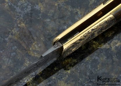 H.H. Frank Custom Knife Sole Authorship Engraved 14 Kt Gold Lockback with 14 Kt Gold Toothpick - Image 6