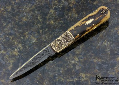 H.H. Frank Custom Knife Sole Authorship Engraved 14 Kt Gold Lockback with 14 Kt Gold Toothpick - Image 2