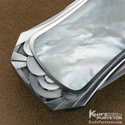 Steve Hoel Custom Knives Mother of Pearl Shell Coke Bottle Engraved by Amayak Stepanyan - Image 5