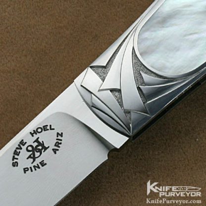 Steve Hoel Custom Knives Mother of Pearl Shell Coke Bottle Engraved by Amayak Stepanyan - Image 2