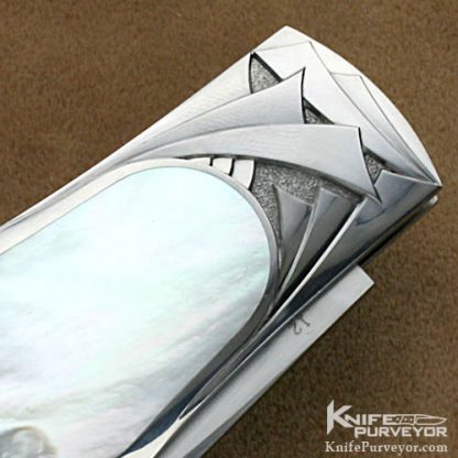 Steve Hoel Custom Knives Mother of Pearl Shell Coke Bottle Engraved by Amayak Stepanyan - Image 4