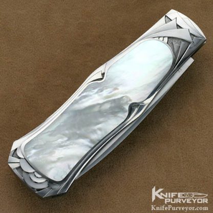 Steve Hoel Custom Knives Mother of Pearl Shell Coke Bottle Engraved by Amayak Stepanyan - Image 3