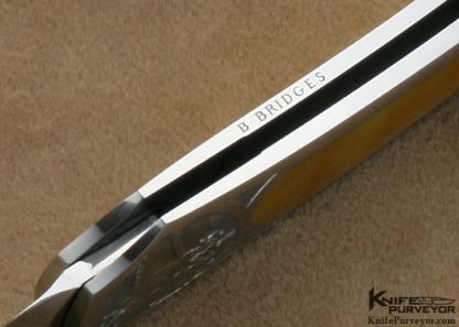 Steve Hoel Custom Knife Bryan Bridges Engraved South Sea Gold Lip Pearl Interframe Lockback - Image 8