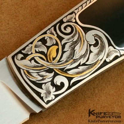 Steve Hoel Custom Knife Jere Davidson Engraved Black Jade Lockback - Image 2