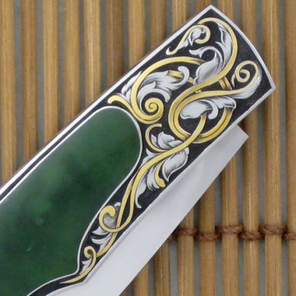 Steve Hoel Custom Knife: Jade Interframe Lockback Engraved by Tim George - Image 3