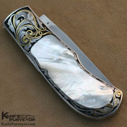 Steve Hoel Custom Knife Mother of Pearl Lockback Engraved by Steve Lindsay - Image 3