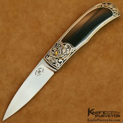 Steve Hoel Custom Knife Jere Davidson Engraved Black Jade Lockback