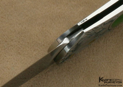 Steve Hoel Custom Knife Jade Interframe Lockback Engraved by Jon Robyn - Image 9