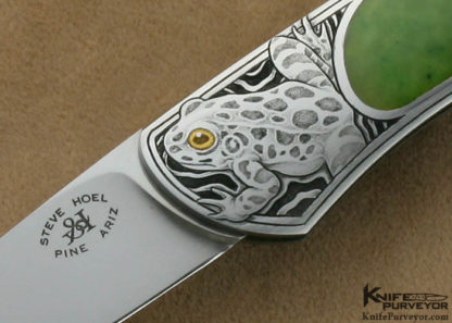 Steve Hoel Custom Knife Jade Interframe Lockback Engraved by Jon Robyn - Image 2