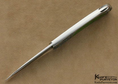 Steve Hoel Custom Knife Jade Interframe Lockback Engraved by Jon Robyn - Image 7