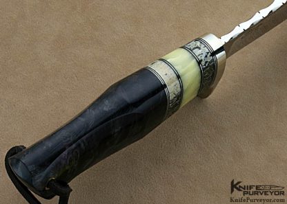 D'Holder Custom Knives Semi-Skinner Dyed Maple Burl with Oosic, White Amber and Nickel Silver Spacers - Image 4