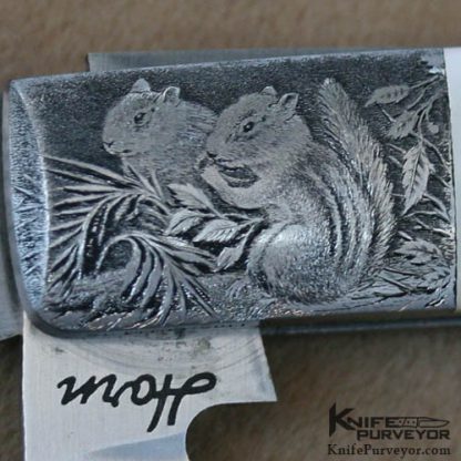 Jess Horn Custom Knife Rare Mother of Pearl Trapper Engraved by Perdersoli - Image 2